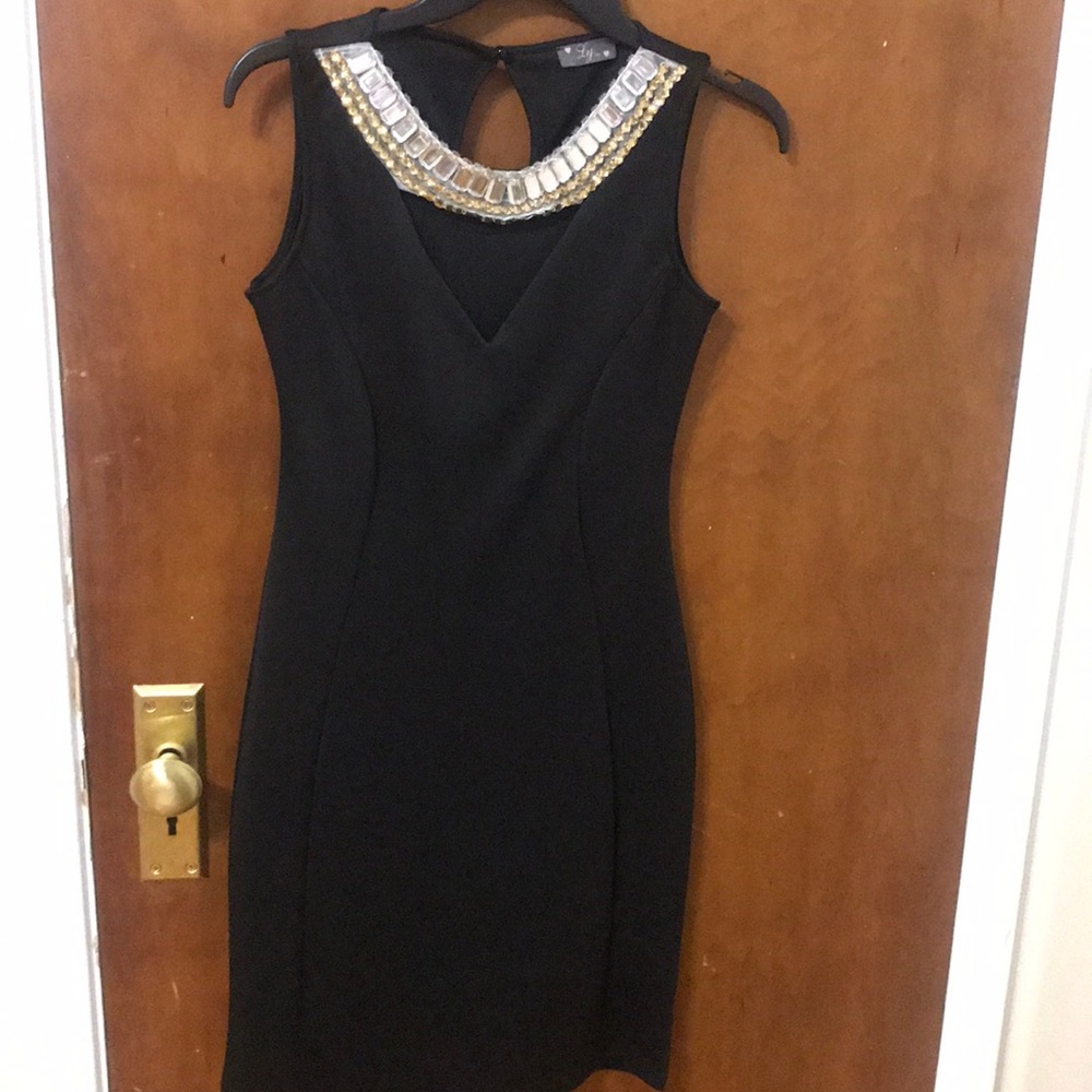 Black simple dress with stones